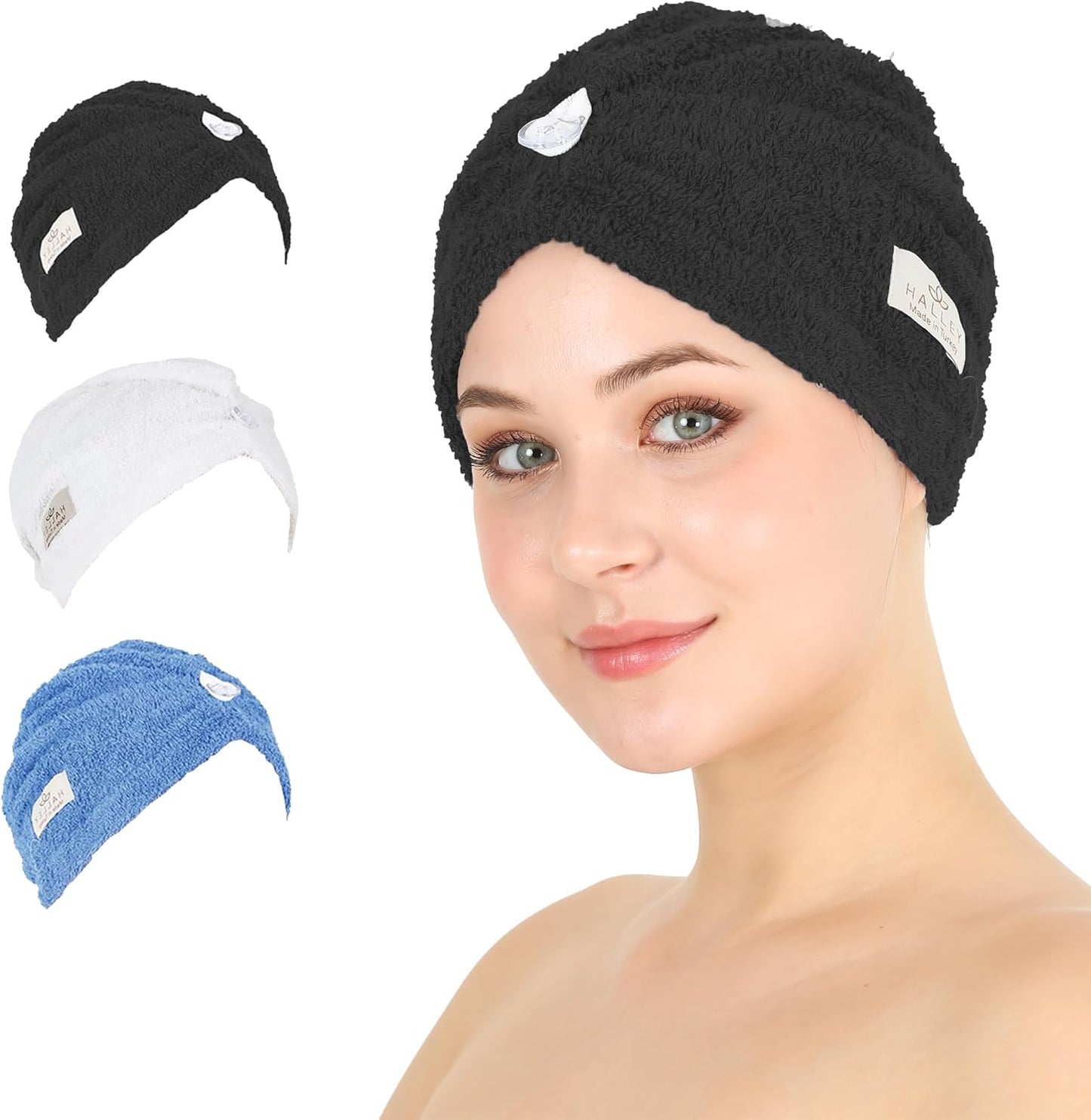 HALLEY Cotton Hair Towel Wrap (3 Packs)