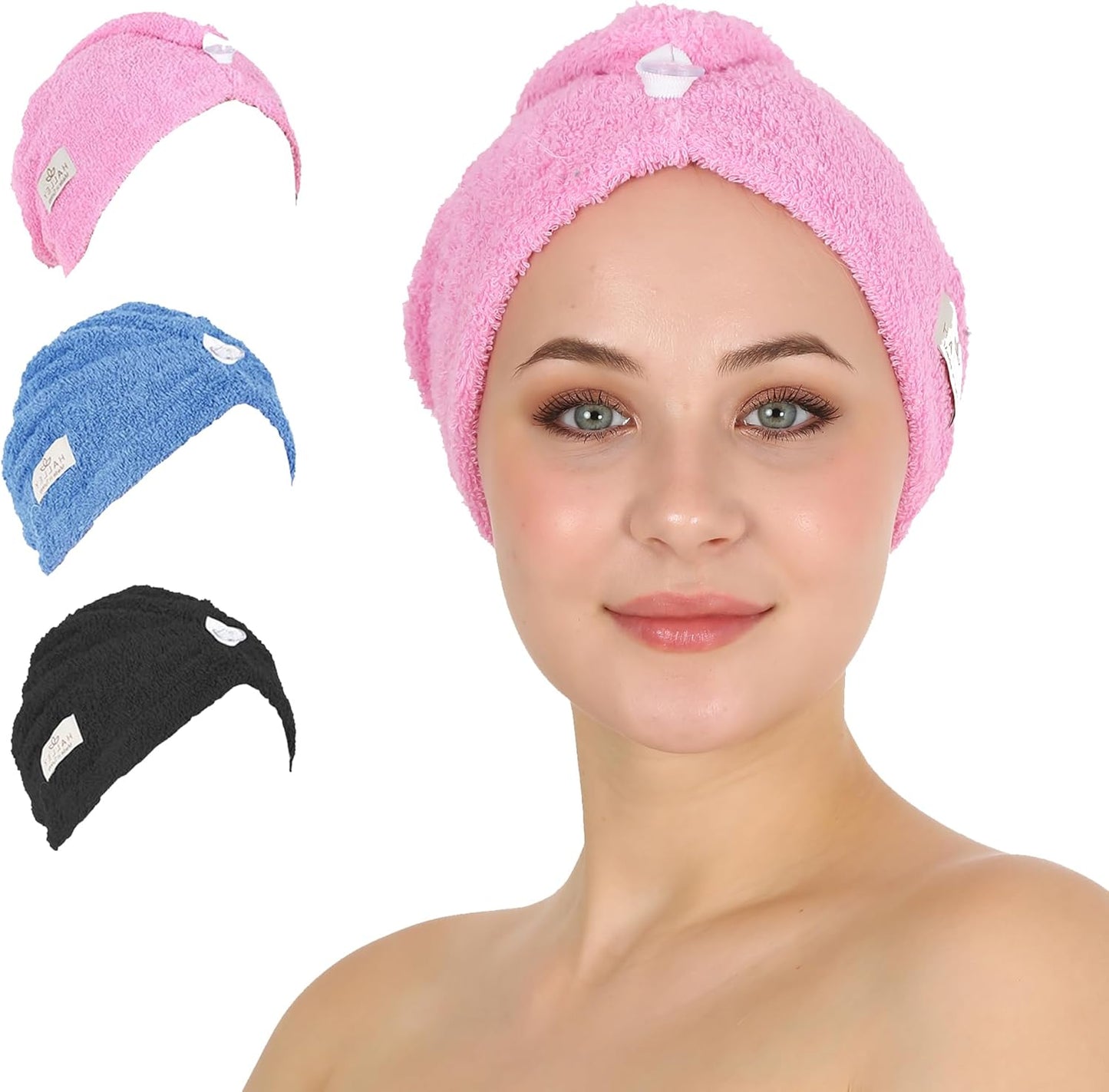 HALLEY Cotton Hair Towel Wrap (3 Packs)