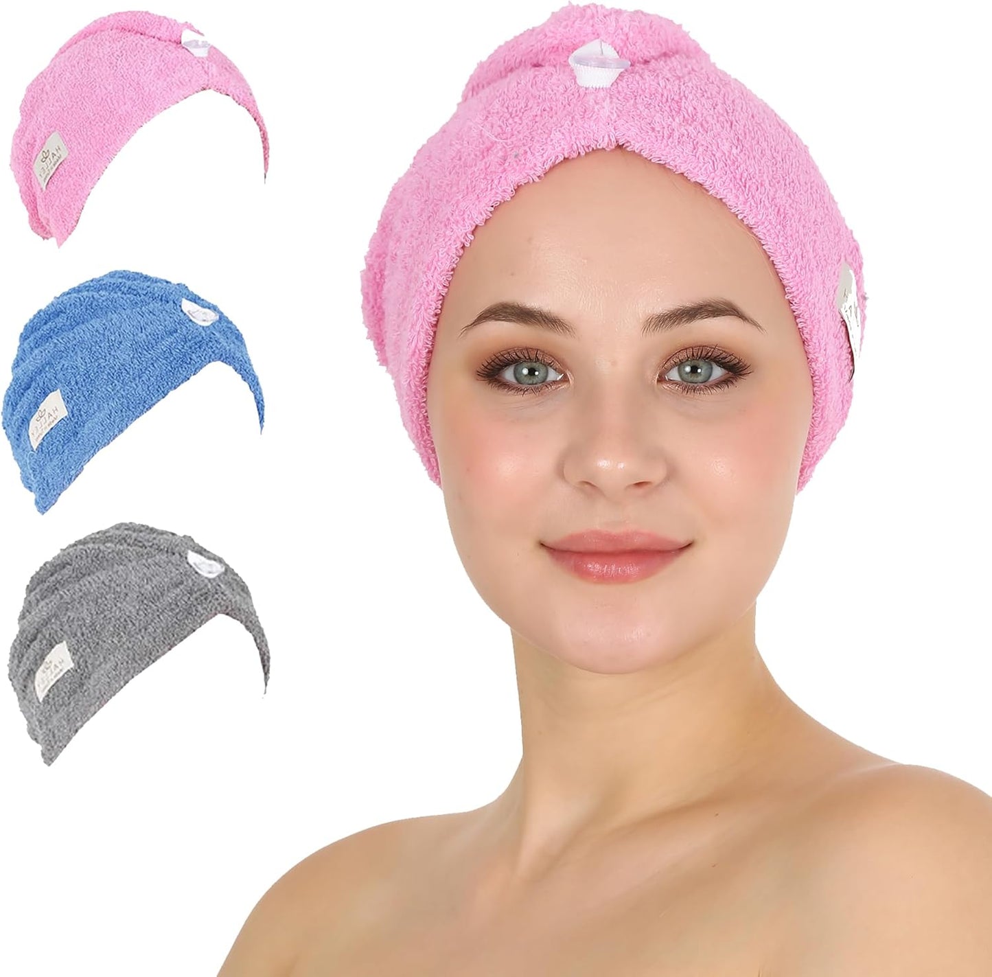 HALLEY Cotton Hair Towel Wrap (3 Packs)