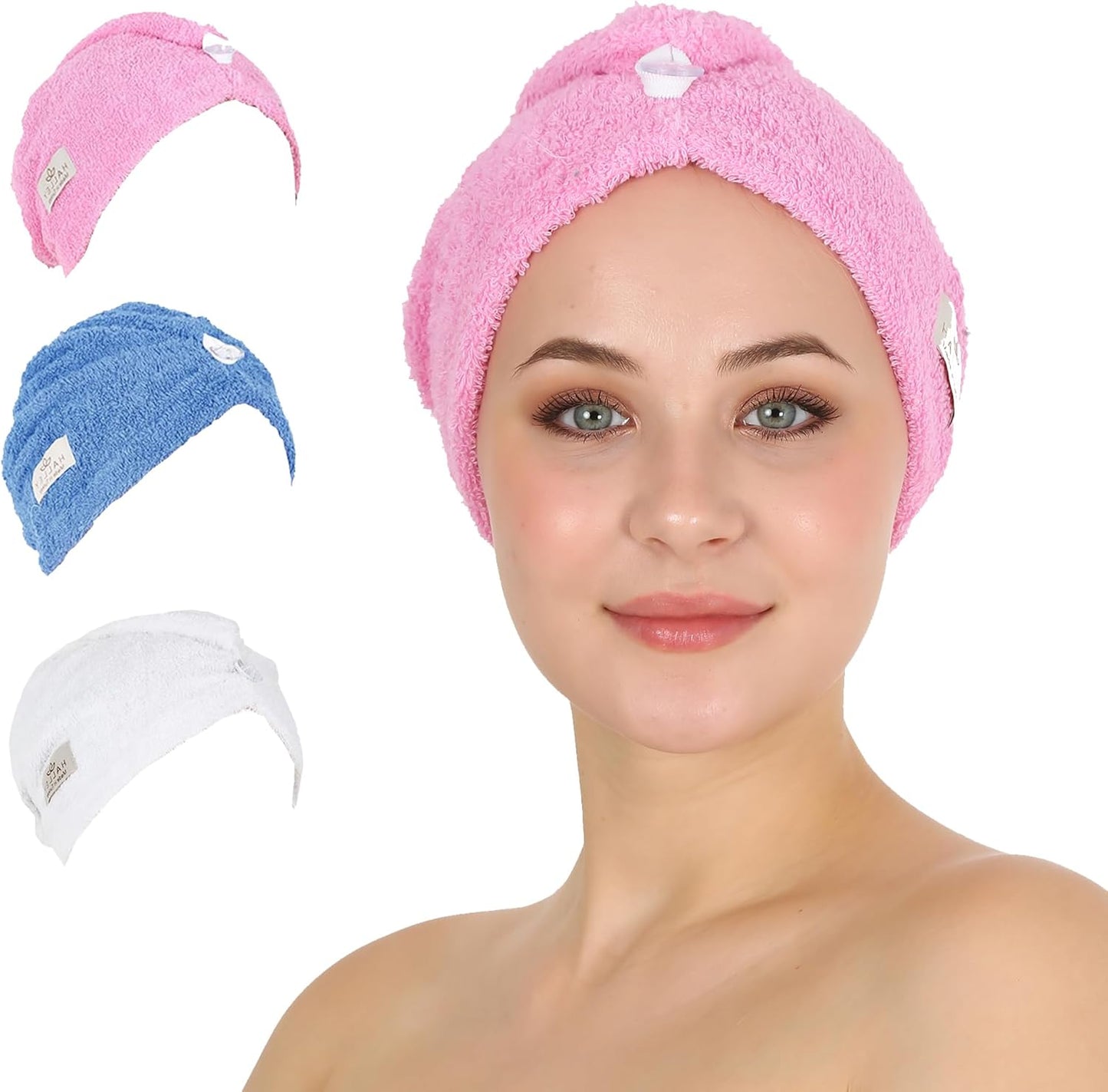 HALLEY Cotton Hair Towel Wrap (3 Packs)