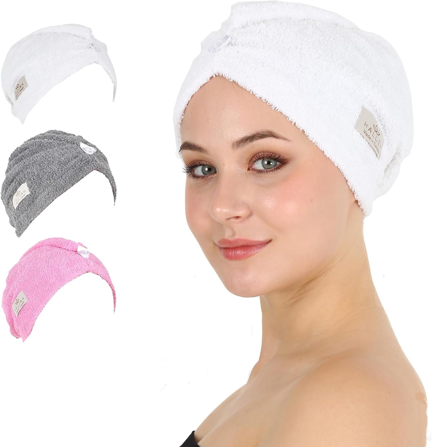 HALLEY Cotton Hair Towel Wrap (3 Packs)