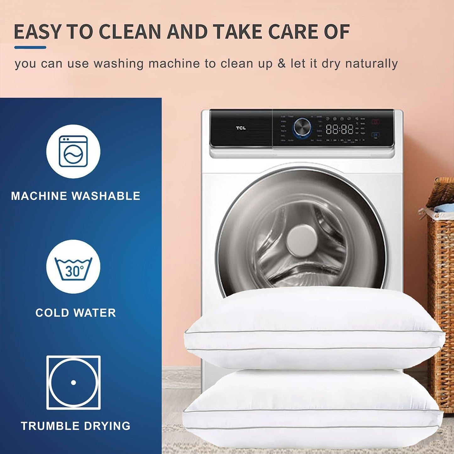 Bed Pillows for Sleeping Standard Size Set of 2 - Premium Soft Down Alternative Luxury Hotel Quality Standard Size Sleeping Bed Pillows for Back, Stomach or Side Sleepers