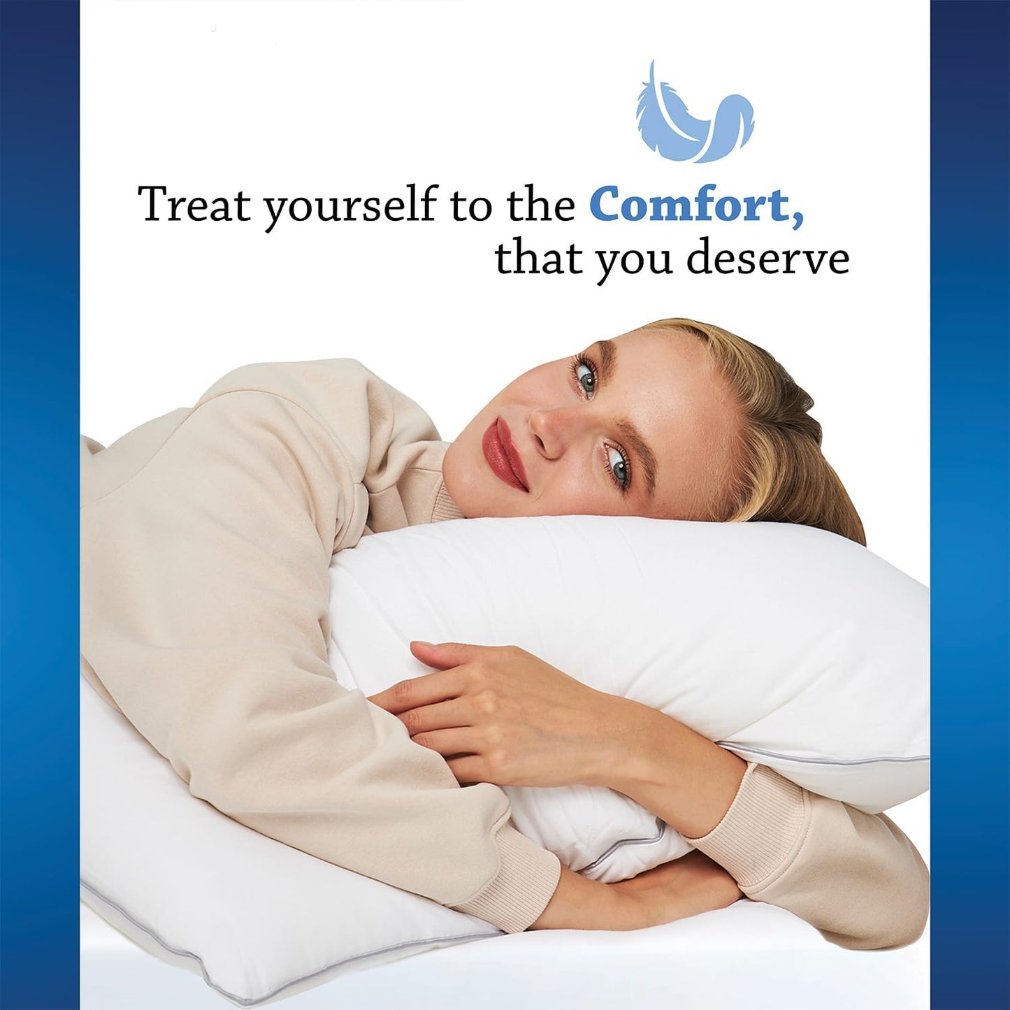 Bed Pillows for Sleeping Queen Size Set of 2 - Premium Soft Down Alternative Luxury Hotel Quality Queen Size Sleeping Bed Pillows for Back, Stomach or Side Sleepers Single Piping