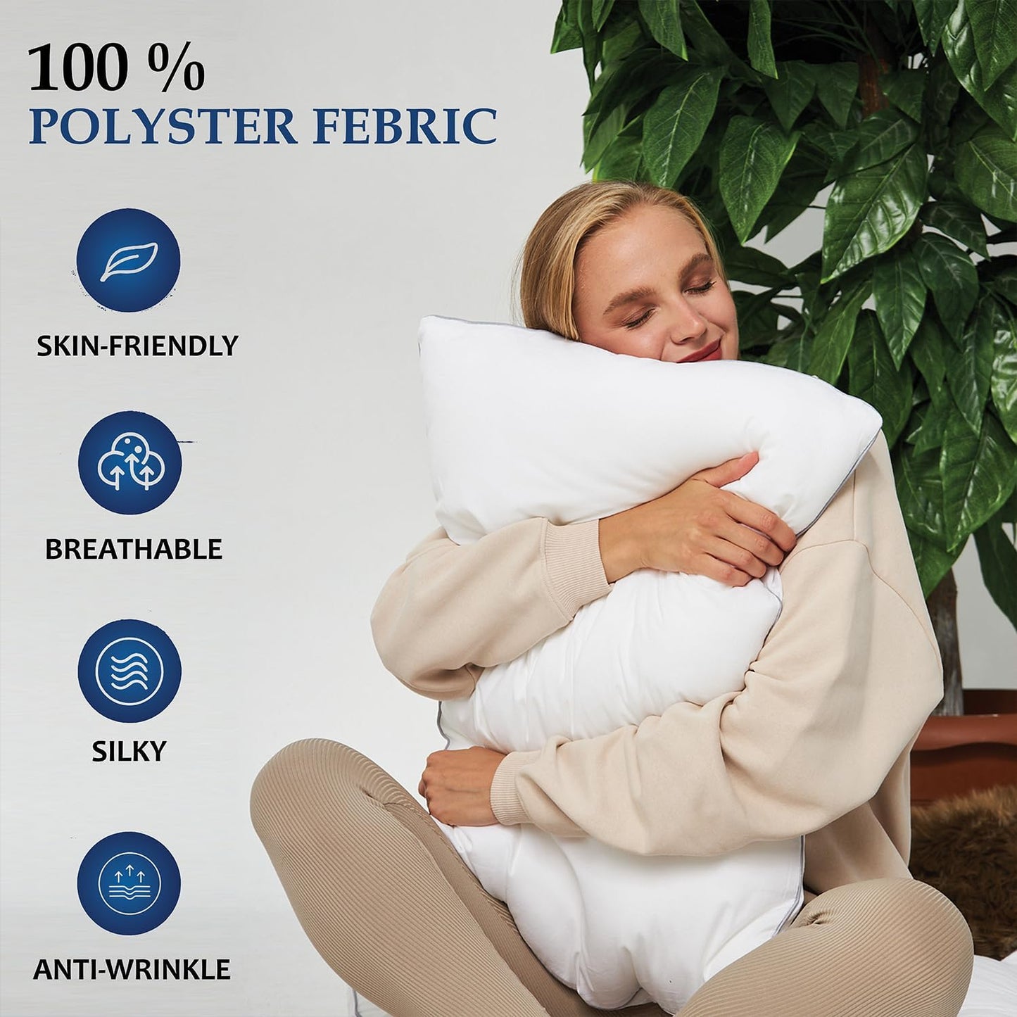Bed Pillows for Sleeping Queen Size Set of 2 - Premium Soft Down Alternative Luxury Hotel Quality Queen Size Sleeping Bed Pillows for Back, Stomach or Side Sleepers Single Piping