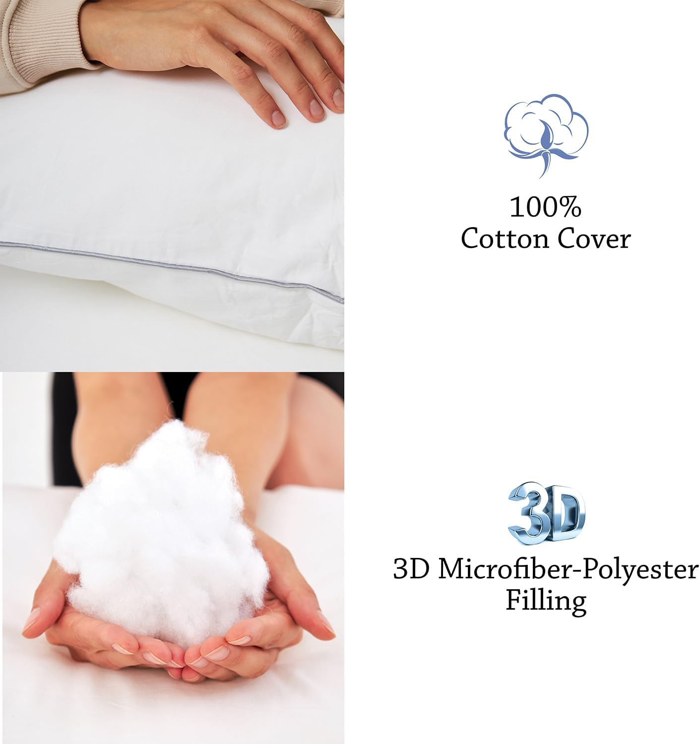 Bed Pillows for Sleeping Queen Size Set of 2 - Premium Soft Down Alternative Luxury Hotel Quality Queen Size Sleeping Bed Pillows for Back, Stomach or Side Sleepers Single Piping