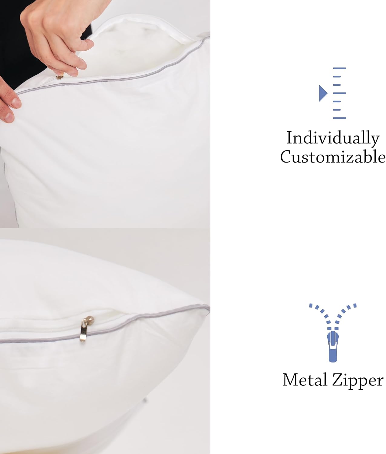 Bed Pillows for Sleeping Queen Size Set of 2 - Premium Soft Down Alternative Luxury Hotel Quality Queen Size Sleeping Bed Pillows for Back, Stomach or Side Sleepers Single Piping