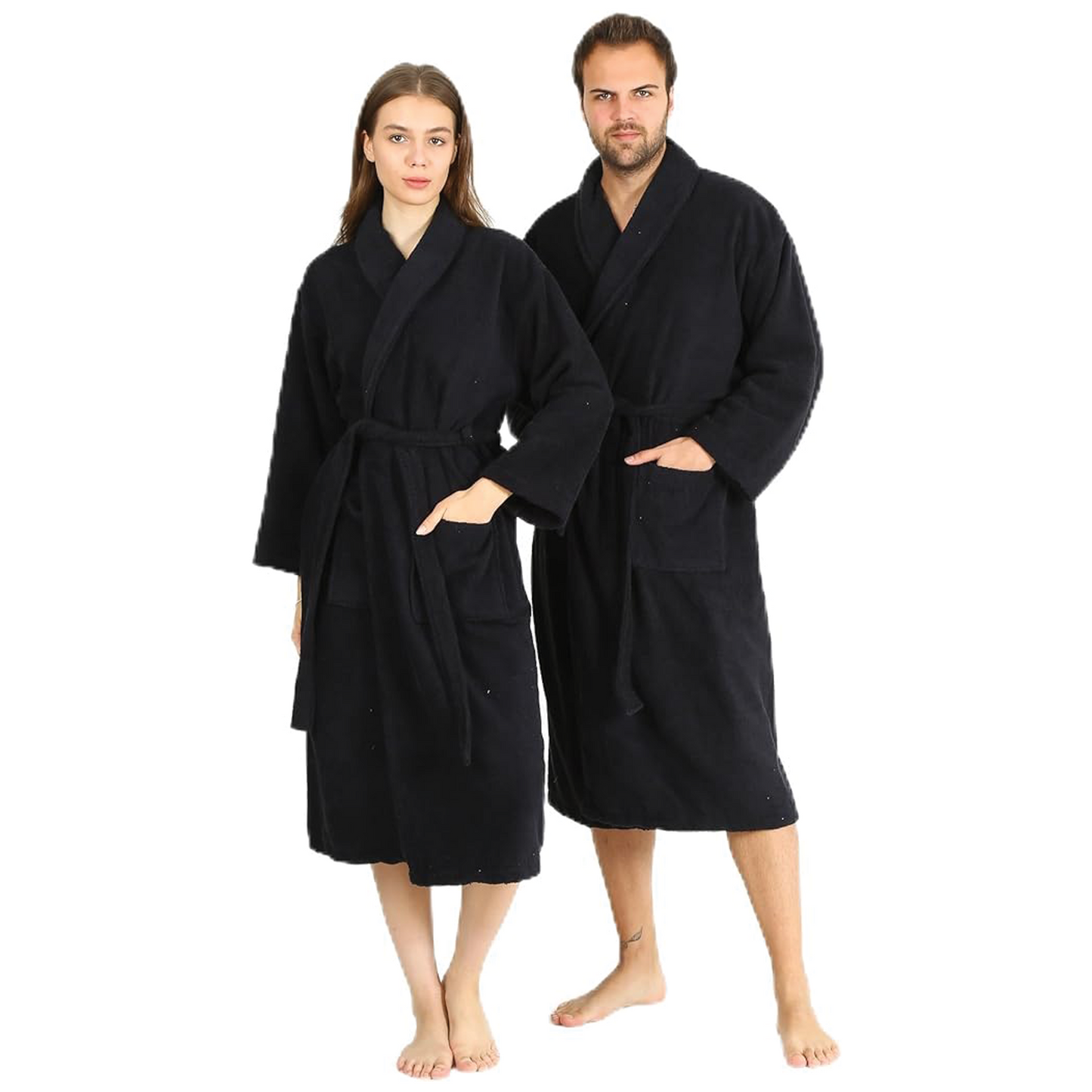 HALLEY Luxury Bathrobe for Women & Men, Shawl Collar Spa Bath Robes Terry Cotton Ultra Soft Shower Robe with Pockets
