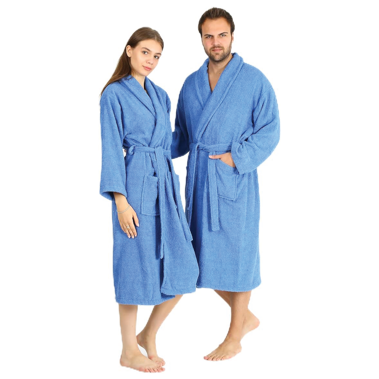 HALLEY Luxury Bathrobe for Women & Men, Shawl Collar Spa Bath Robes Terry Cotton Ultra Soft Shower Robe with Pockets