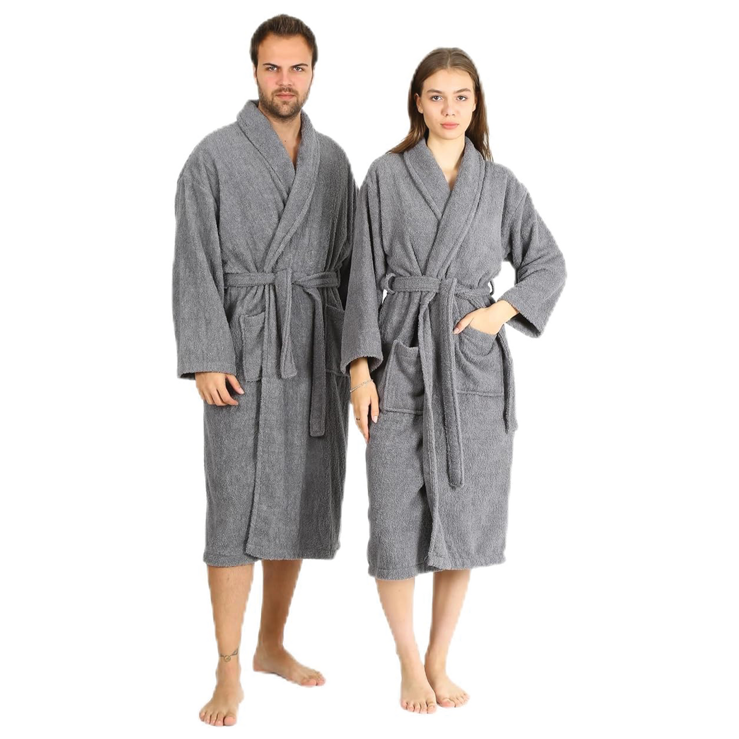 HALLEY Luxury Bathrobe for Women & Men, Shawl Collar Spa Bath Robes Terry Cotton Ultra Soft Shower Robe with Pockets