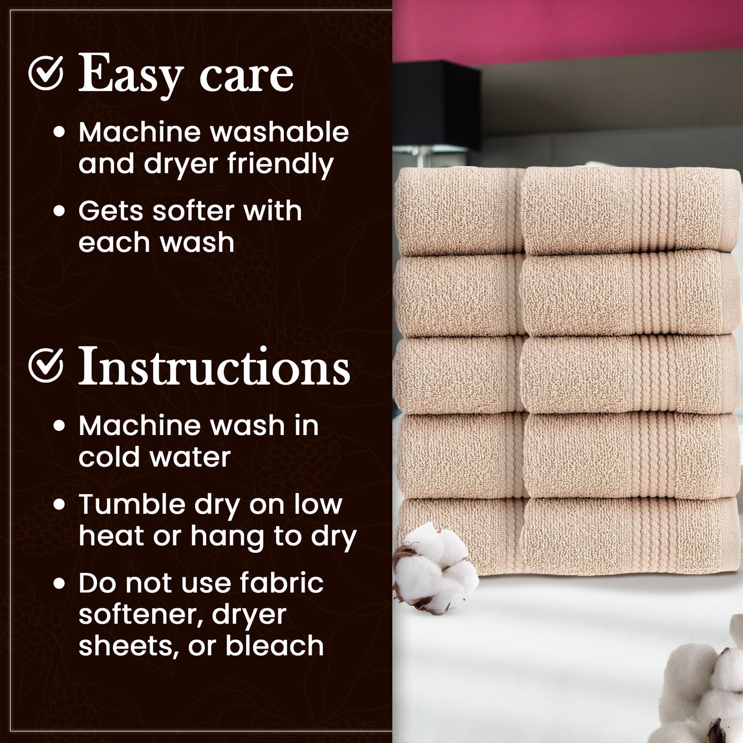 HALLEY Turkish Cotton Towels Super Soft Highly Absorbent 100% Cotton Towels for Bathroom and Kitchen (Bath/Hand/Washcloth)