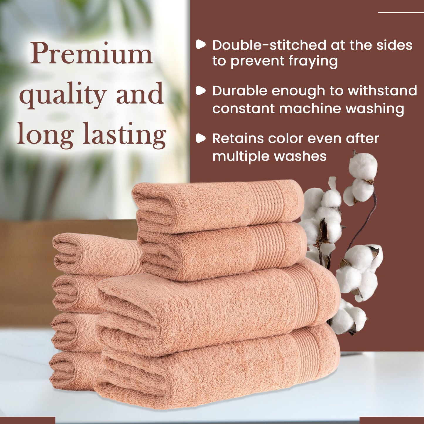 HALLEY Turkish Cotton Towels Super Soft Highly Absorbent 100% Cotton Towels for Bathroom and Kitchen (Bath/Hand/Washcloth)
