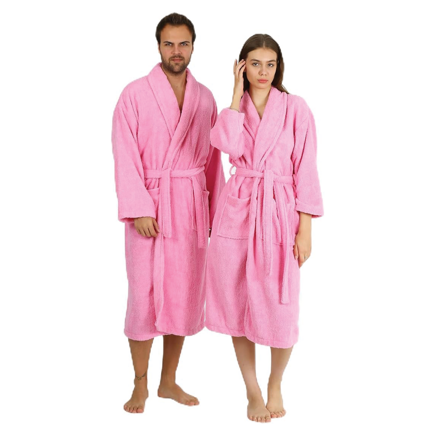 HALLEY Luxury Bathrobe for Women & Men, Shawl Collar Spa Bath Robes Terry Cotton Ultra Soft Shower Robe with Pockets