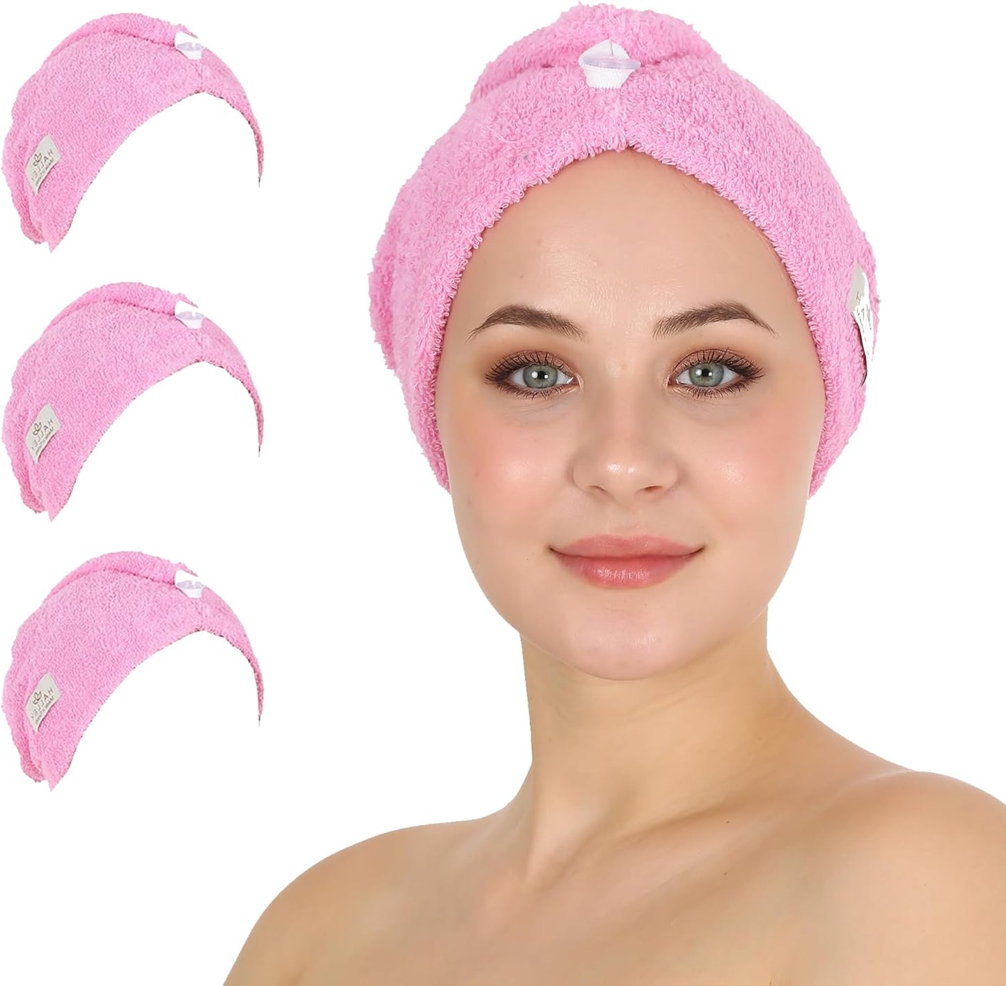 HALLEY Cotton Hair Towel Wrap (3 Packs)