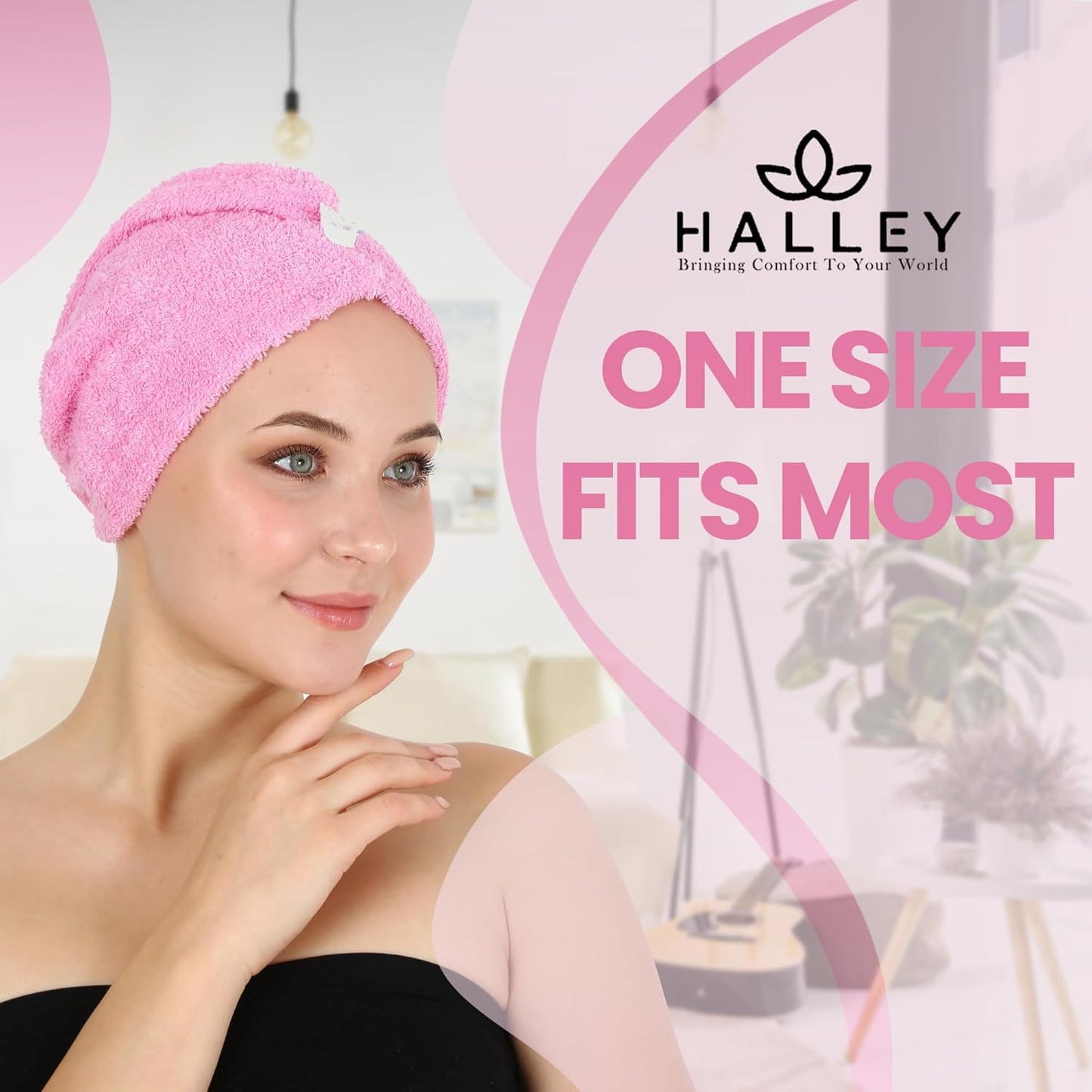 HALLEY Cotton Hair Towel Wrap (3 Packs)