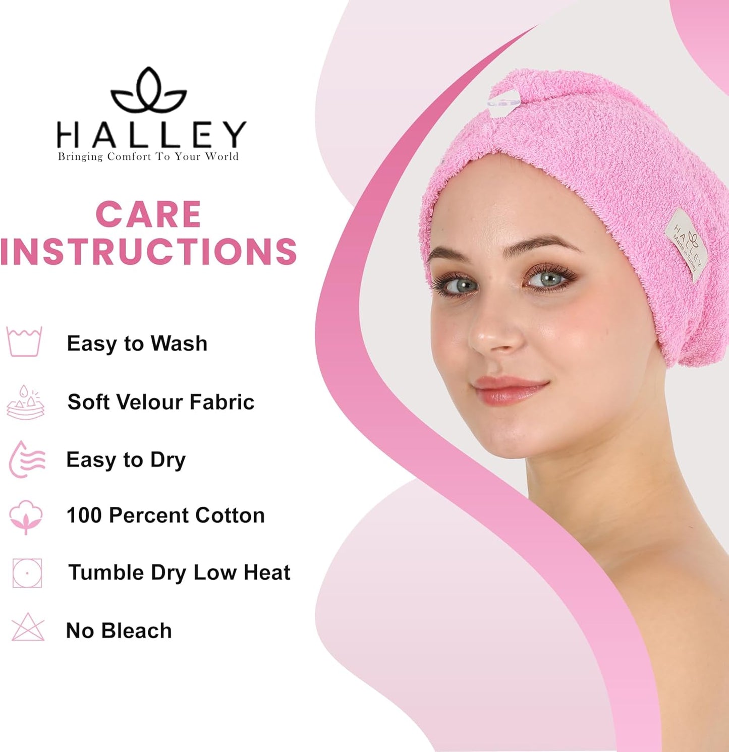 HALLEY Cotton Hair Towel Wrap (3 Packs)