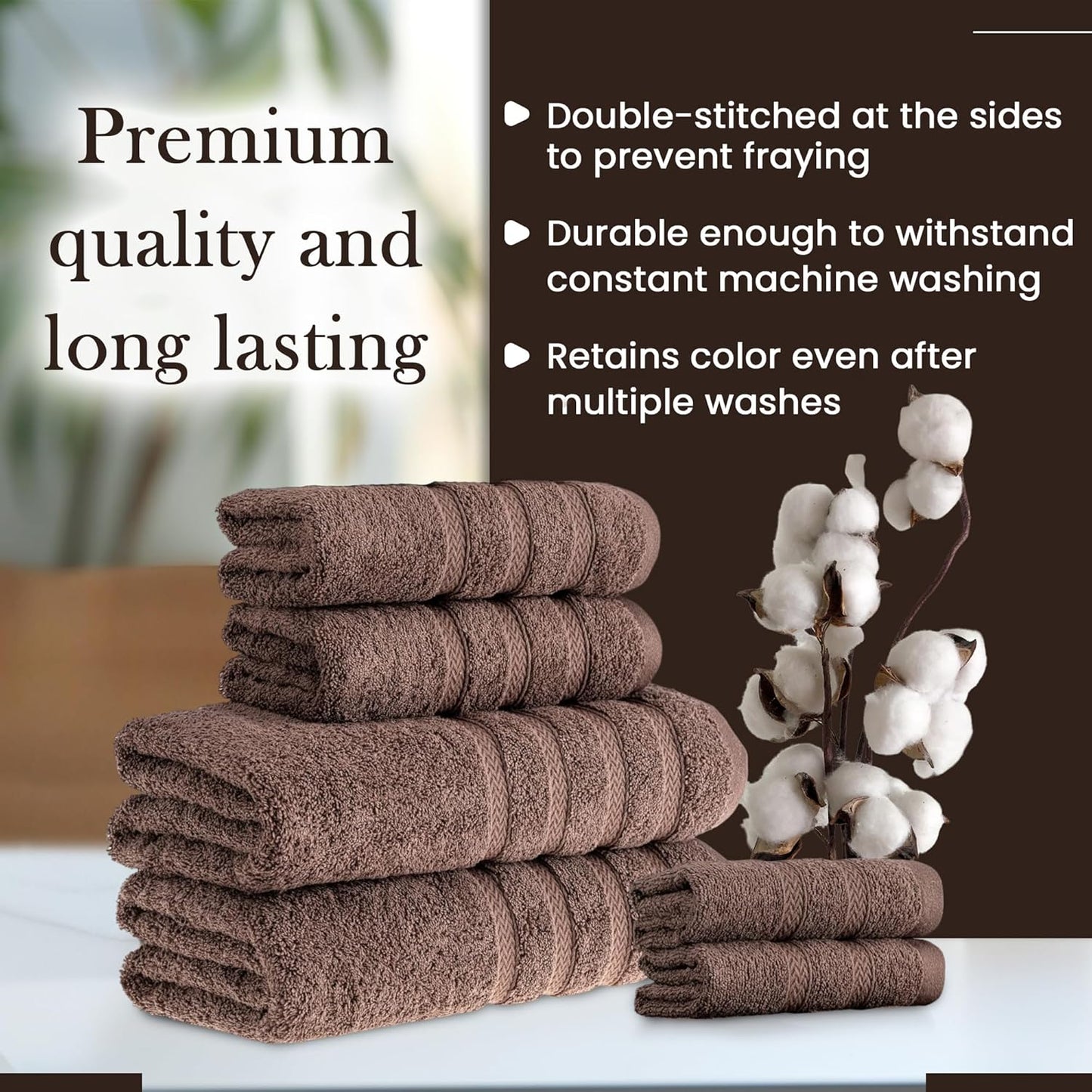 HALLEY Turkish Premium Bath Towels 650 GSM Highly Absorbent Super Soft 100% Cotton (4-Pack Bath/Hand/Washcloth)