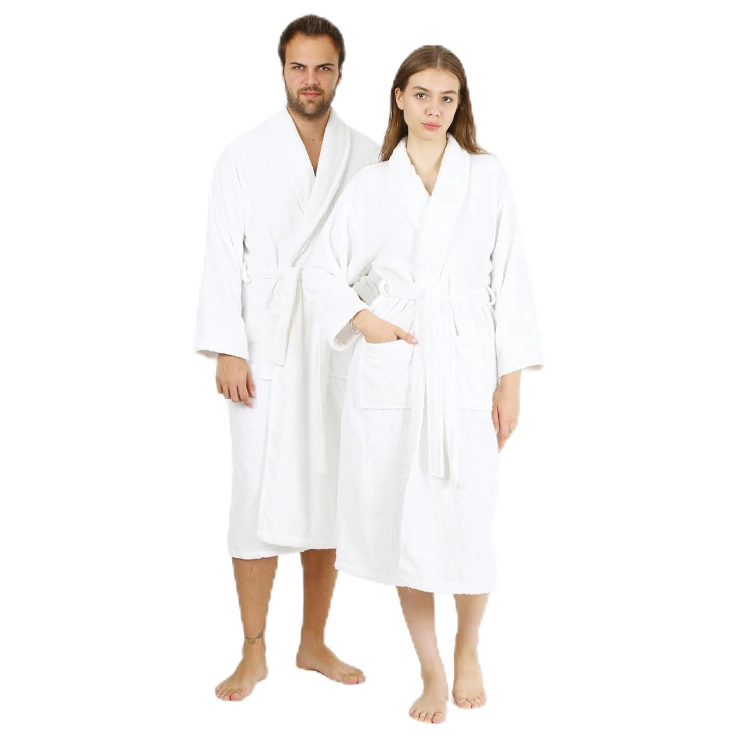 HALLEY Luxury Bathrobe for Women & Men, Shawl Collar Spa Bath Robes Terry Cotton Ultra Soft Shower Robe with Pockets