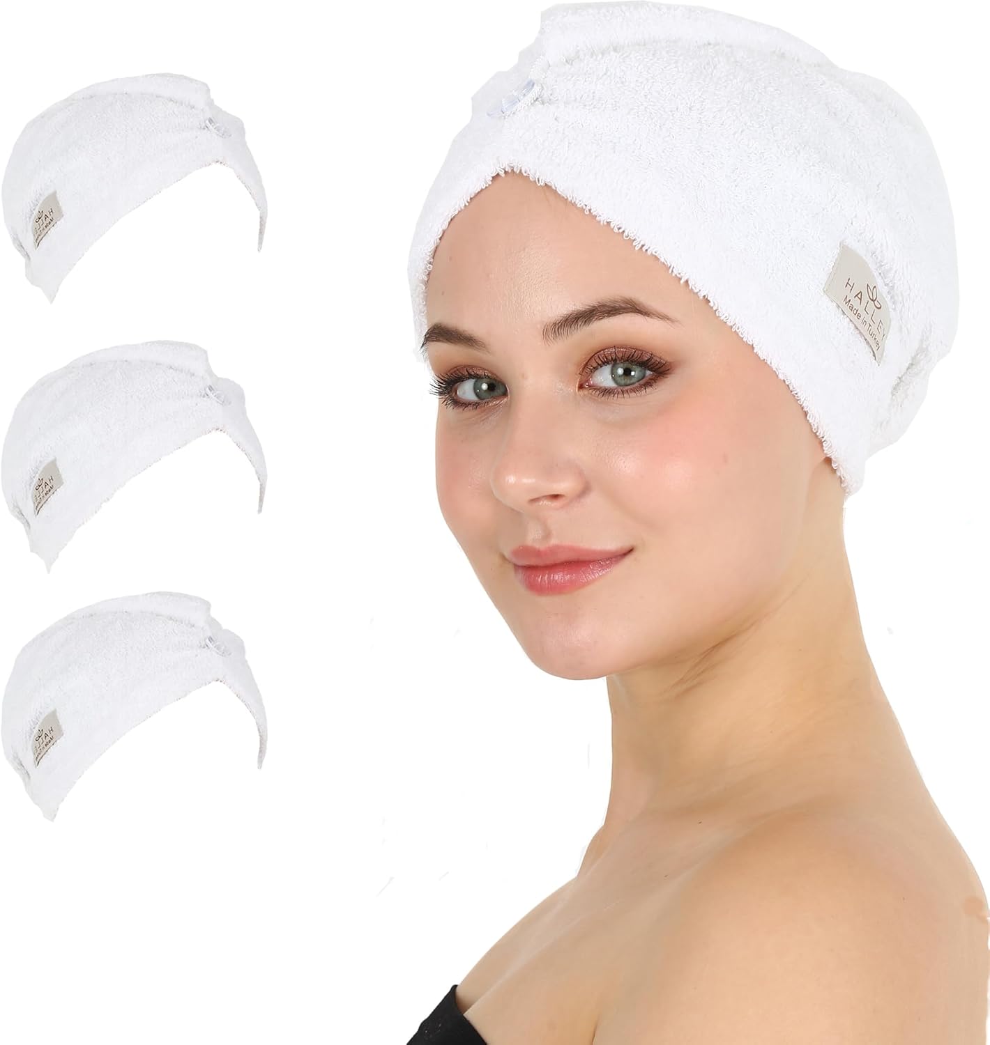 HALLEY Cotton Hair Towel Wrap (3 Packs)